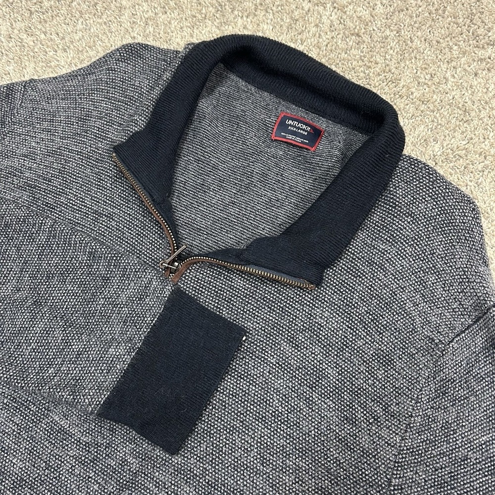 UNTUCKit Merino Wool Sweater‎ 1/4 Zip Mens 3XL Quarter Zip Blue Pullover